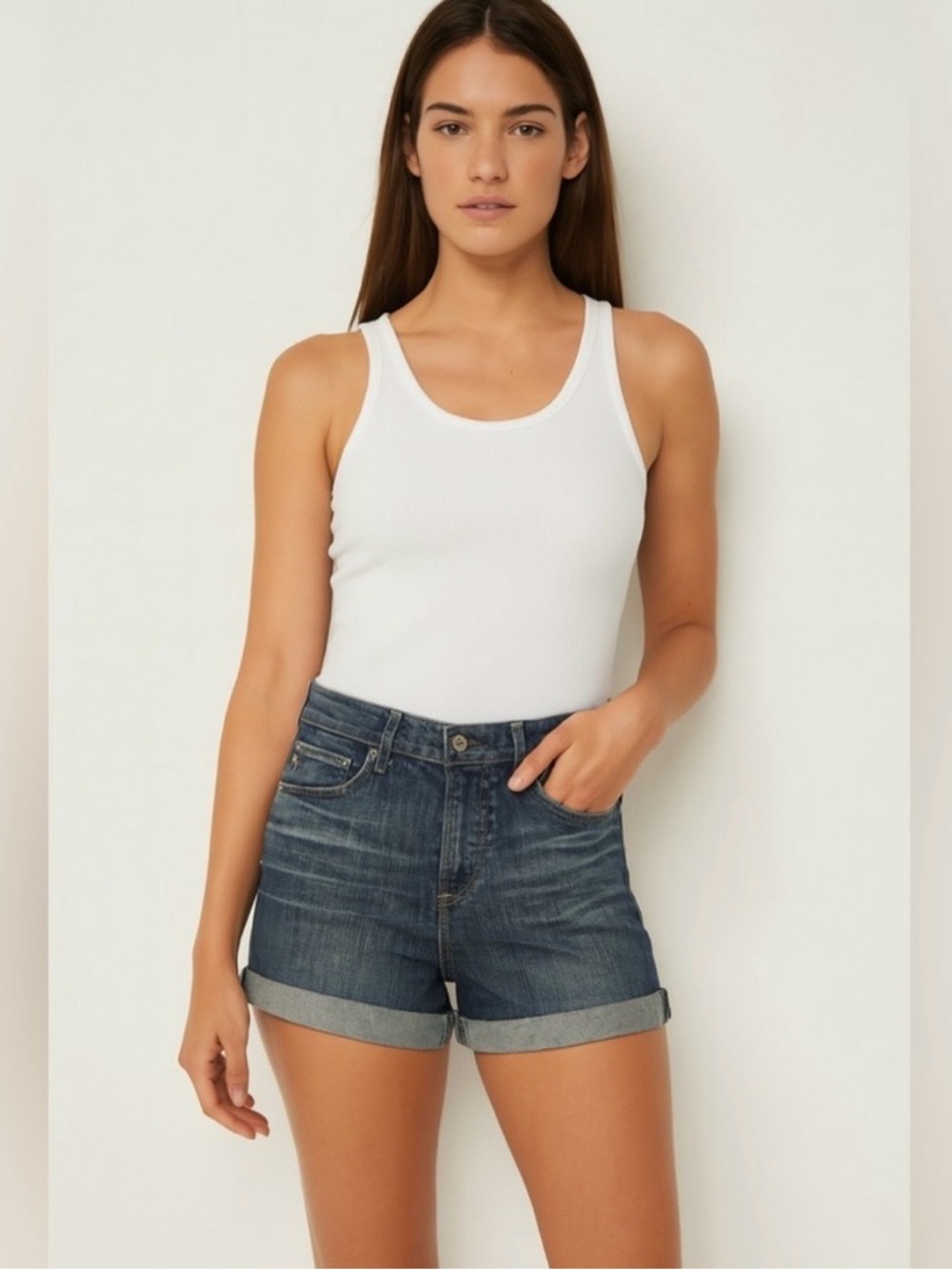 AG‎ Adriano Goldschmied  Hailey Rollup Ex-Boyfriend Denim shorts size 27R